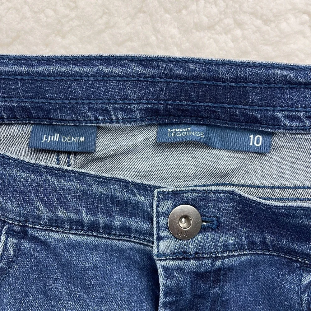 J. Jill Jeans Women Size 10 Blue Denim 5 Pocket Leggings Mid-Rise Stretch Casual